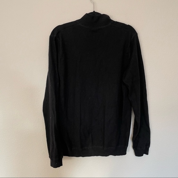 John W Nordstrom quarter zip pullover sweater black size M medium cashmere - Picture 3 of 3